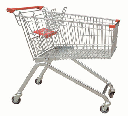 Тележка вагонетки покупок супермаркета покрытия порошка, 4 корзины металла колеса