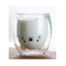 Высокие боросиликатные кружки молока Кружки чая Изолированная кружка кофе медведя двойной стены стеклянная