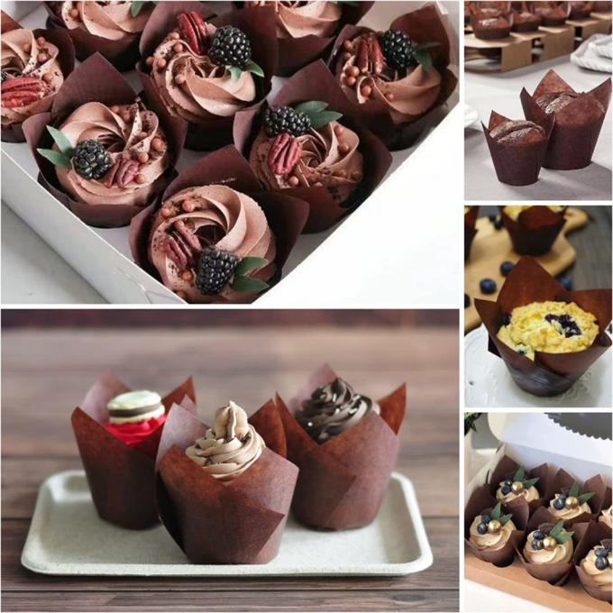 Rk Bakeware China Tulip Paper Baking Cups Paper Muffin Liner Regular 60mm Paper Muffin Wrap Brown Parchment